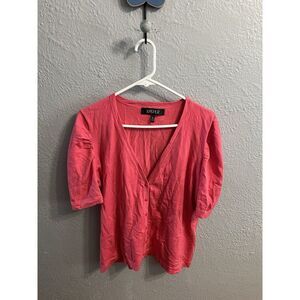 Womens Kasper‎  Short Sleeve Button Salmon Color Size XL